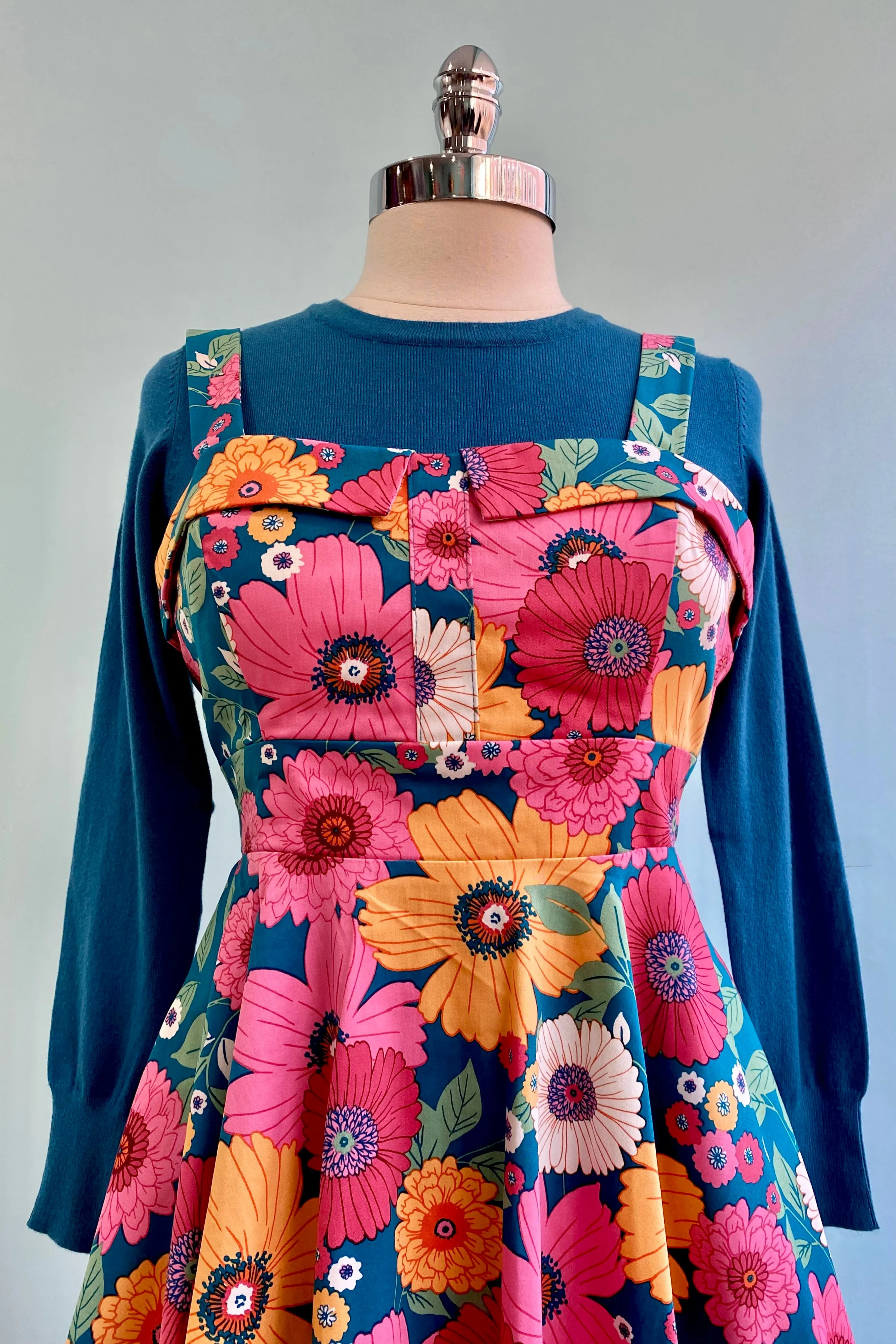 Teal Blue Long Sleeve Knit Pullover Sweater