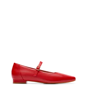 Turtur Lipstick Red Leather Ballet Flats