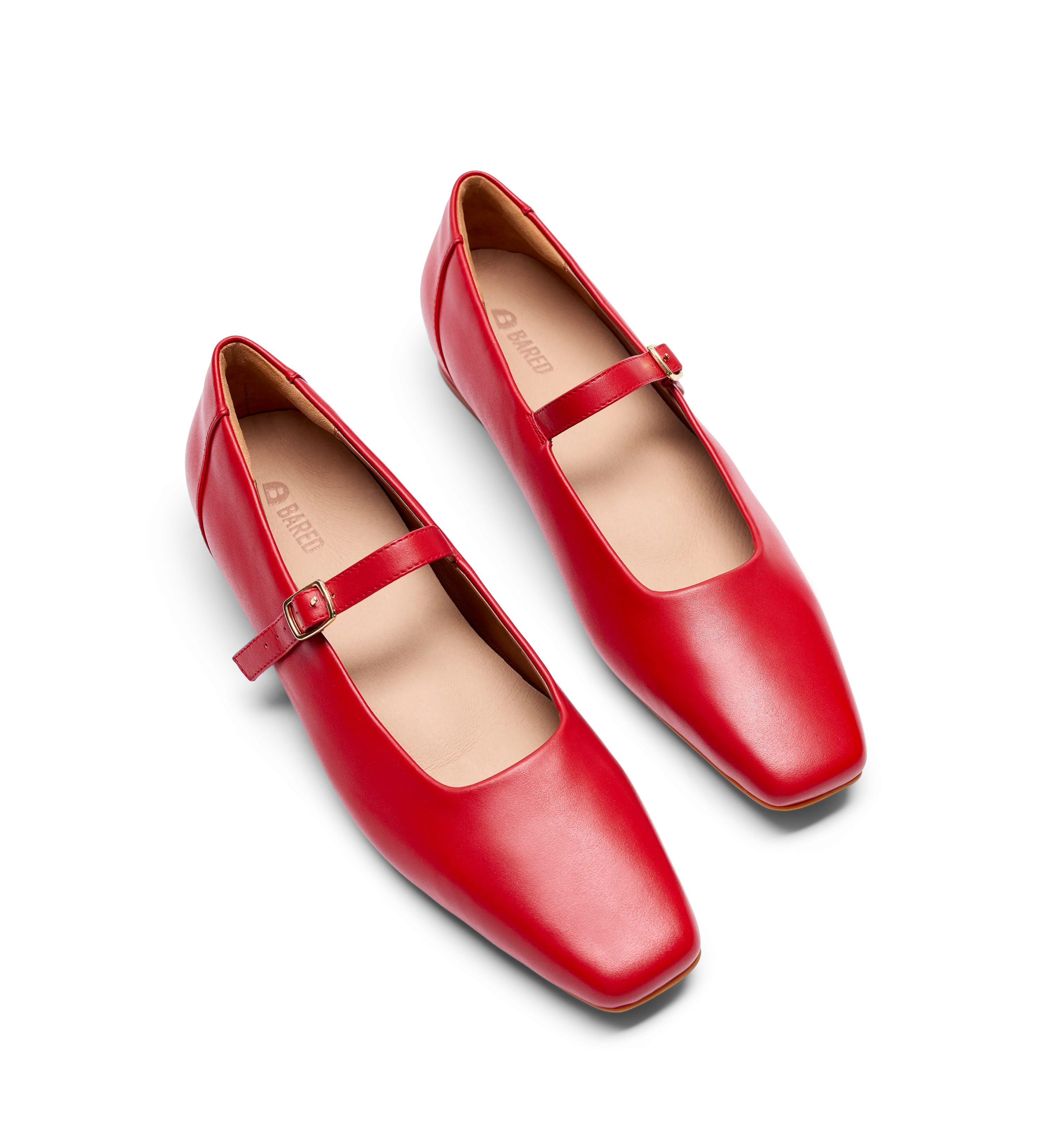Turtur Lipstick Red Leather Ballet Flats