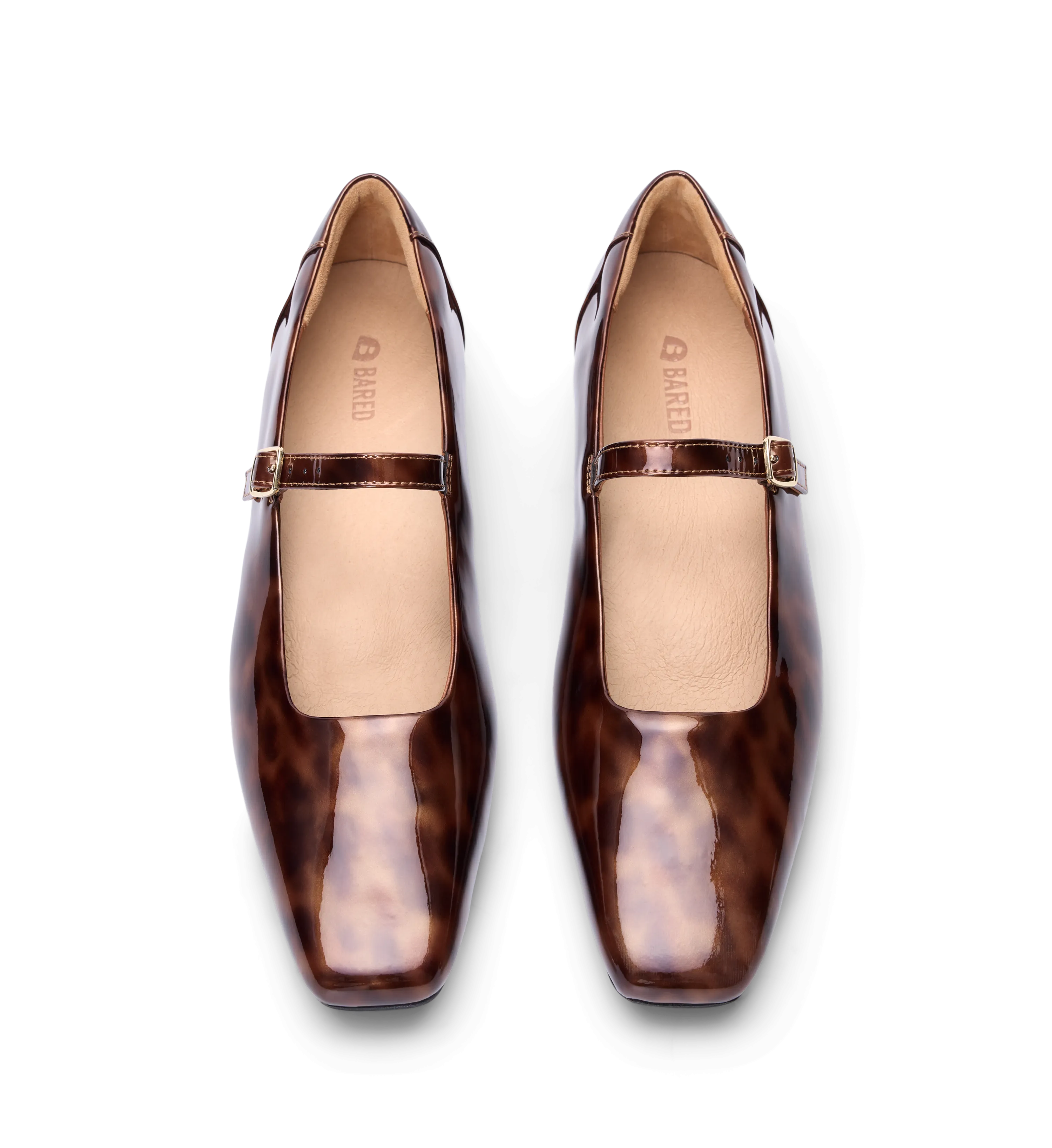Turtur Tortoiseshell Brown Patent Leather Ballet Flats