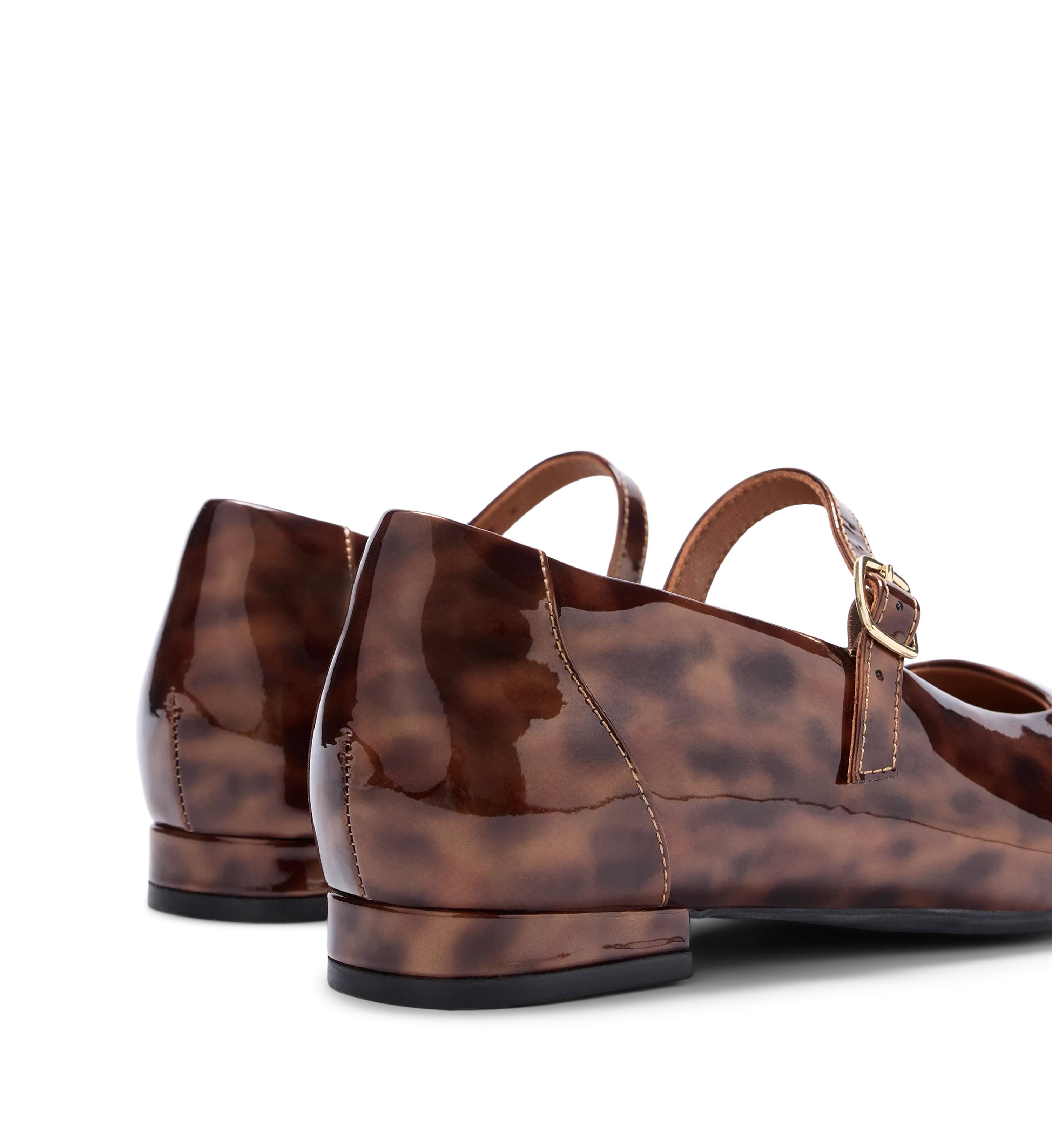 Turtur Tortoiseshell Brown Patent Leather Ballet Flats