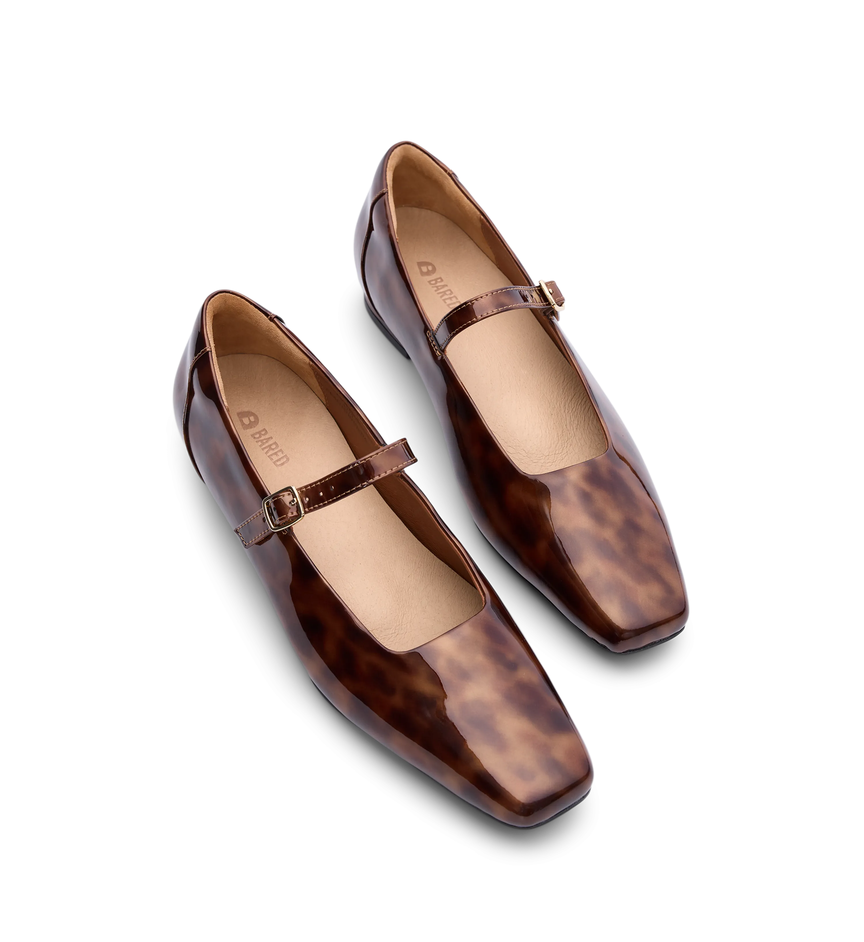 Turtur Tortoiseshell Brown Patent Leather Ballet Flats