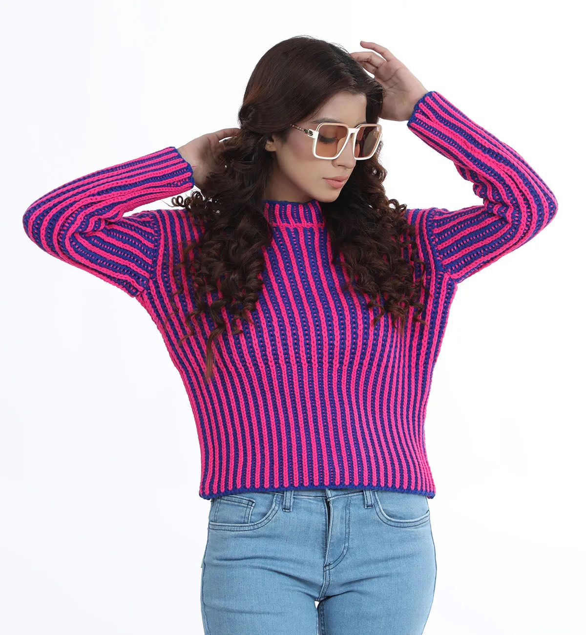 Two Toned Sweater Blue/Pink