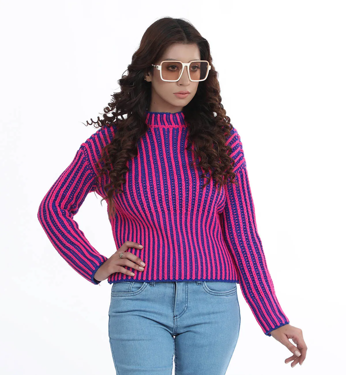 Two Toned Sweater Blue/Pink