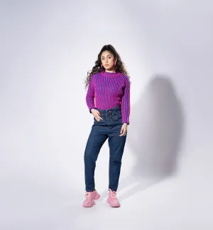 Two Toned Sweater Blue/Pink