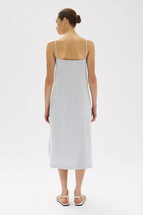 Valley Linen Slip Dress Blue Haze