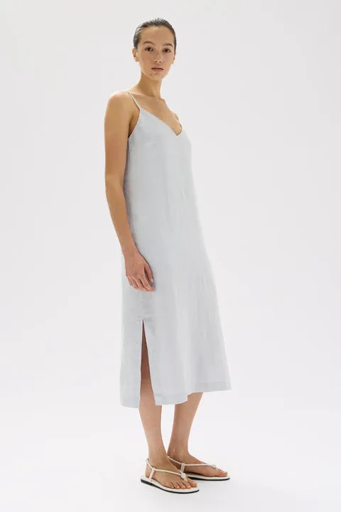 Valley Linen Slip Dress Blue Haze