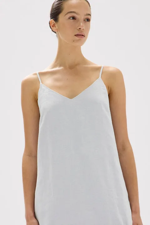 Valley Linen Slip Dress Blue Haze