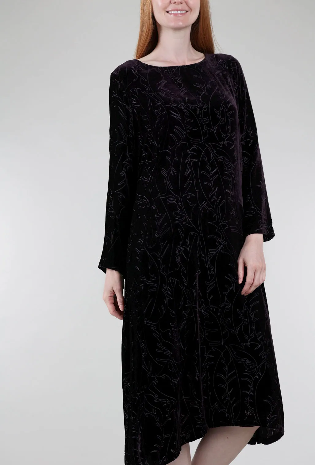 Velvet Burnout Ilene Dress, Black