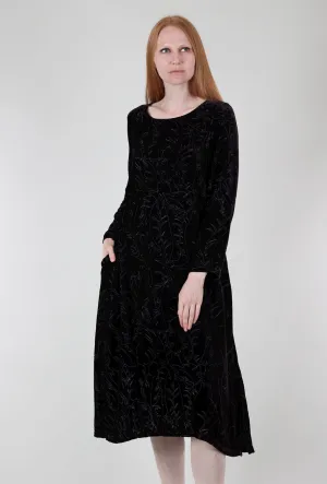 Velvet Burnout Ilene Dress, Black