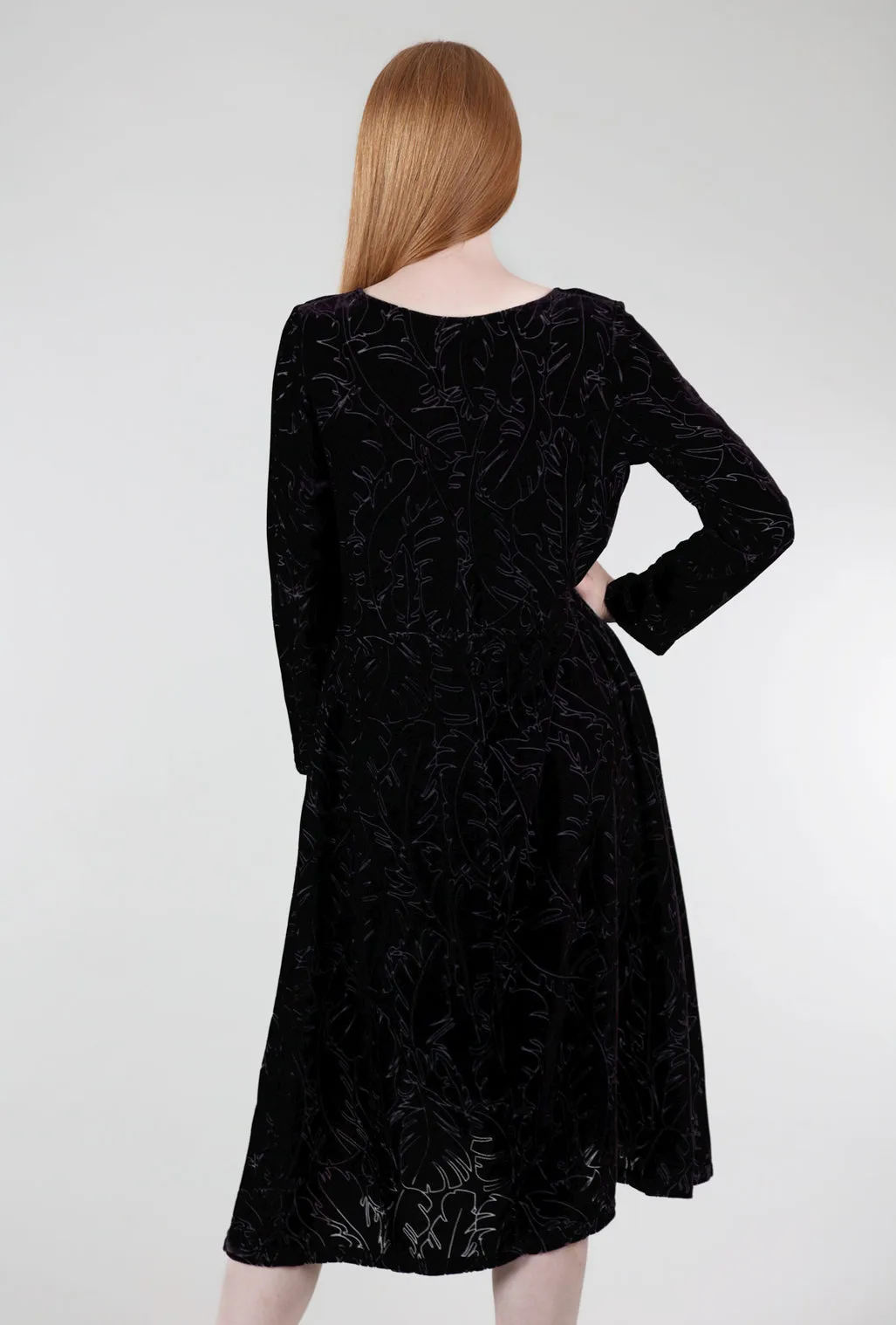 Velvet Burnout Ilene Dress, Black