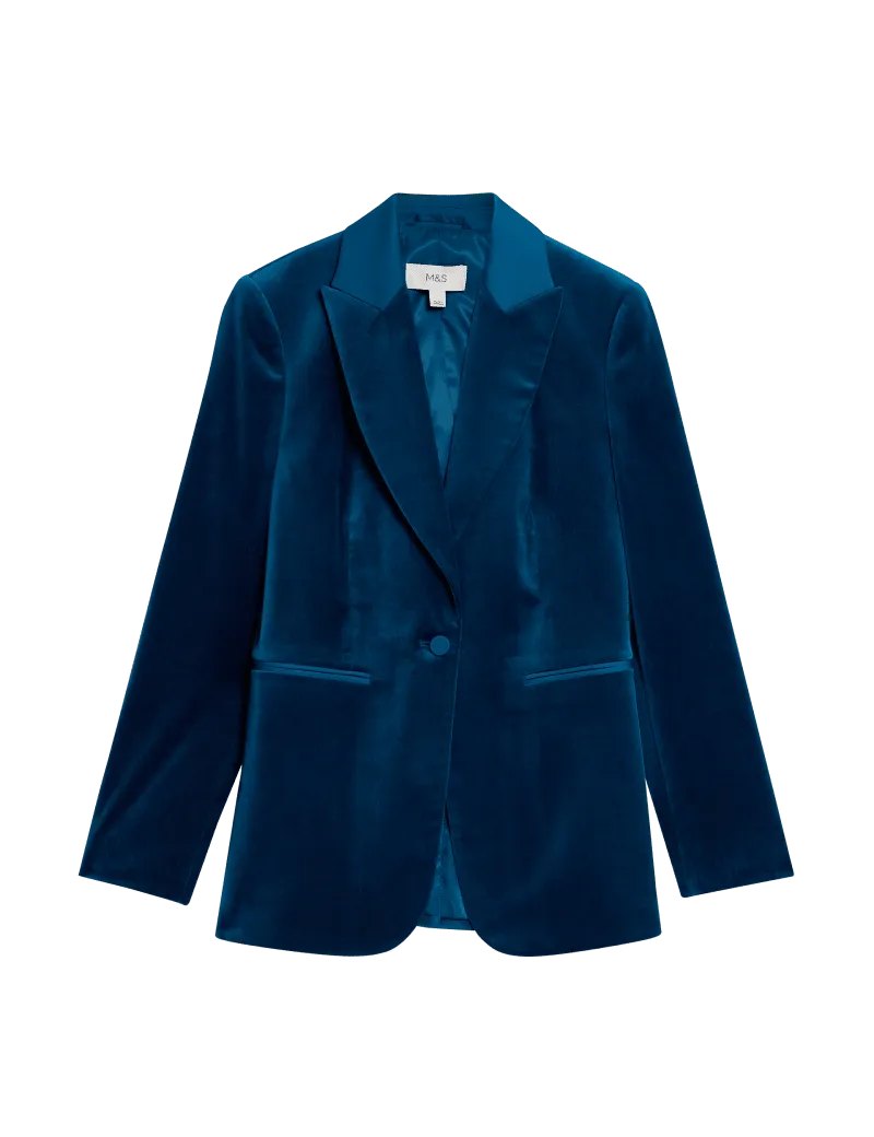 Velvet Tailored Single Breasted Blazer