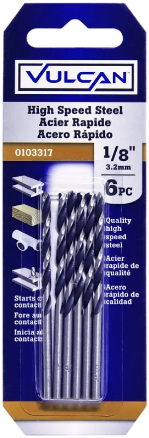 Vulcan Jobber Drill Bit, 1/8 in Dia, 2-3/4 in OAL, Straight Shank :CD 6: QUANTITY: 1