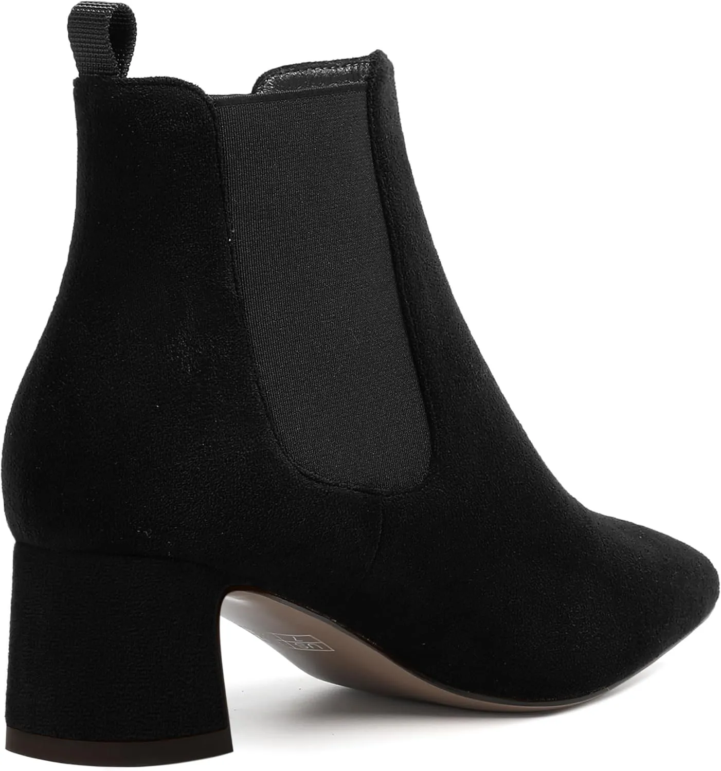WAYDERNS Womens Suede Solid Dress Pointed Toe Bungee Evening Chunky Low Heel Ankle High Boots 2 Inch