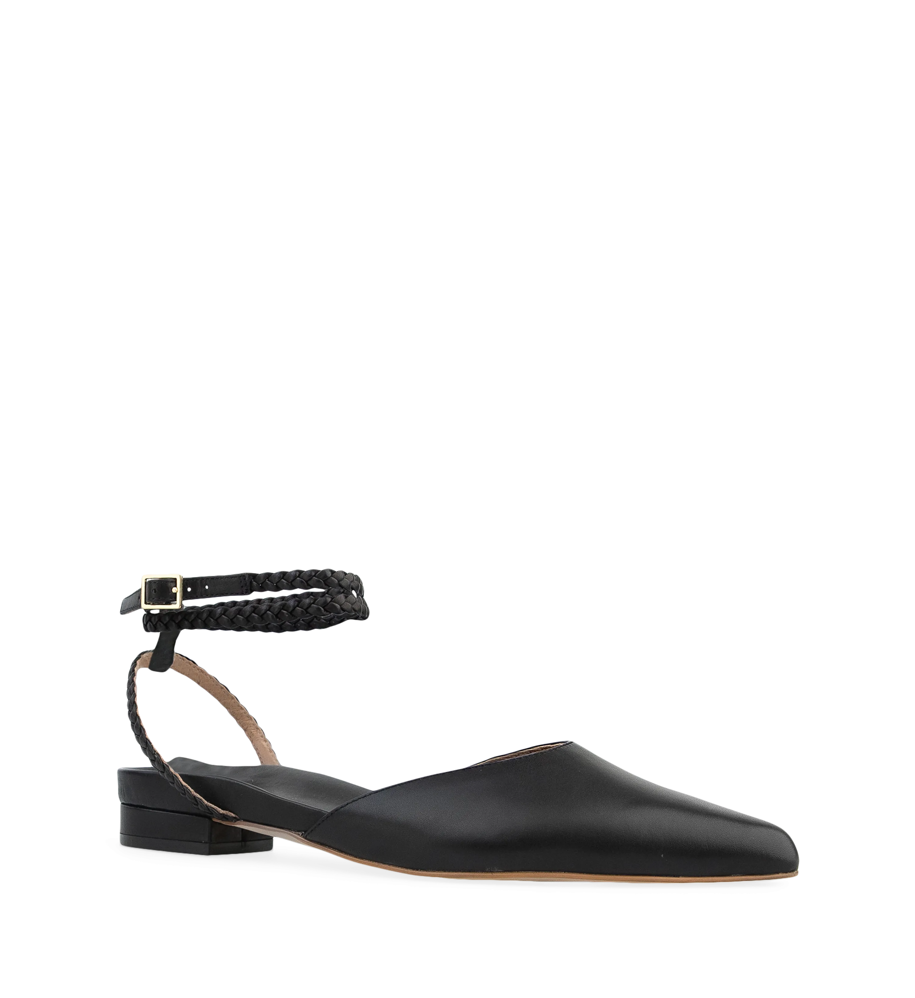 Weaver Black Leather Flats