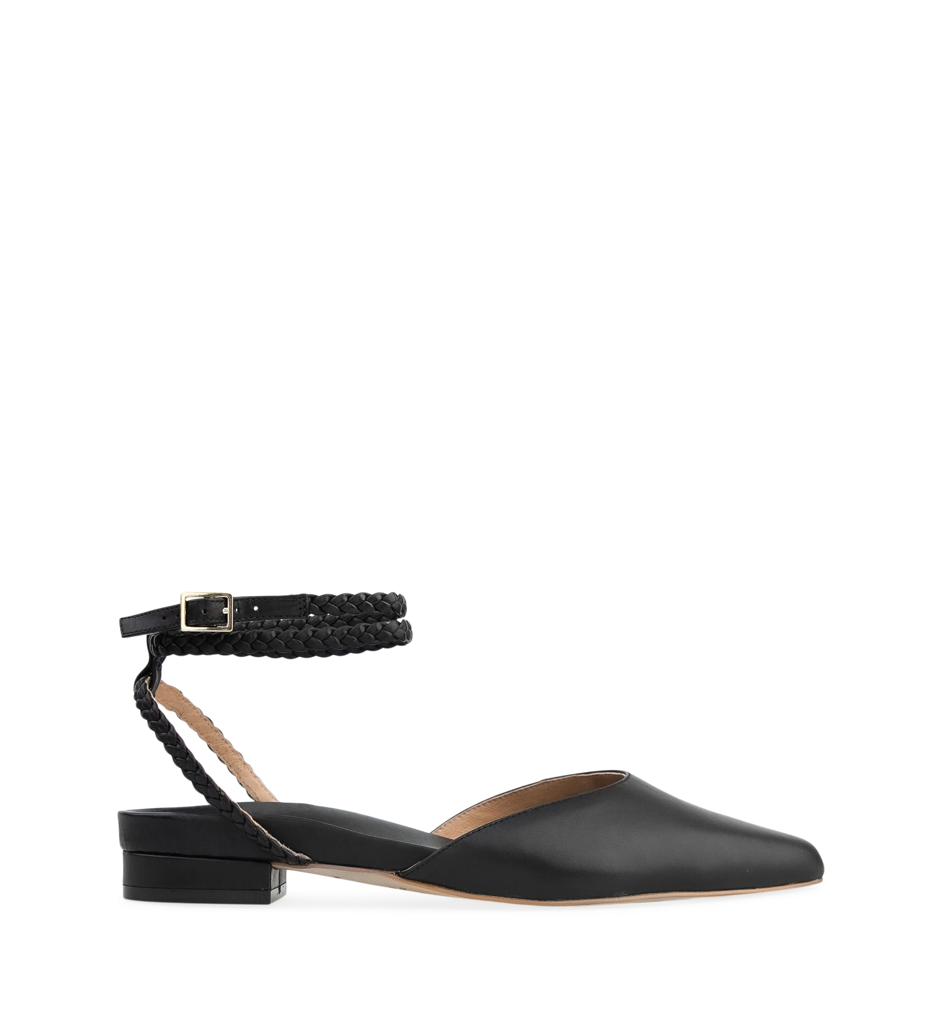 Weaver Black Leather Flats