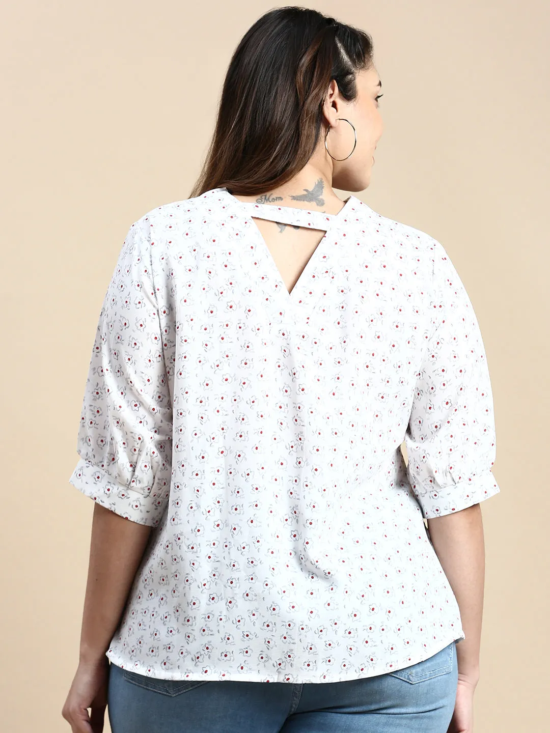 Women Floral White Top