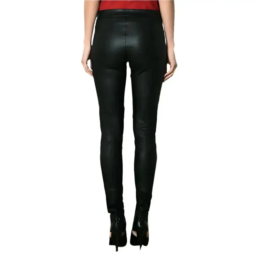 Women's Black Leather Skinny Pants - Stylish & Sleek Fit