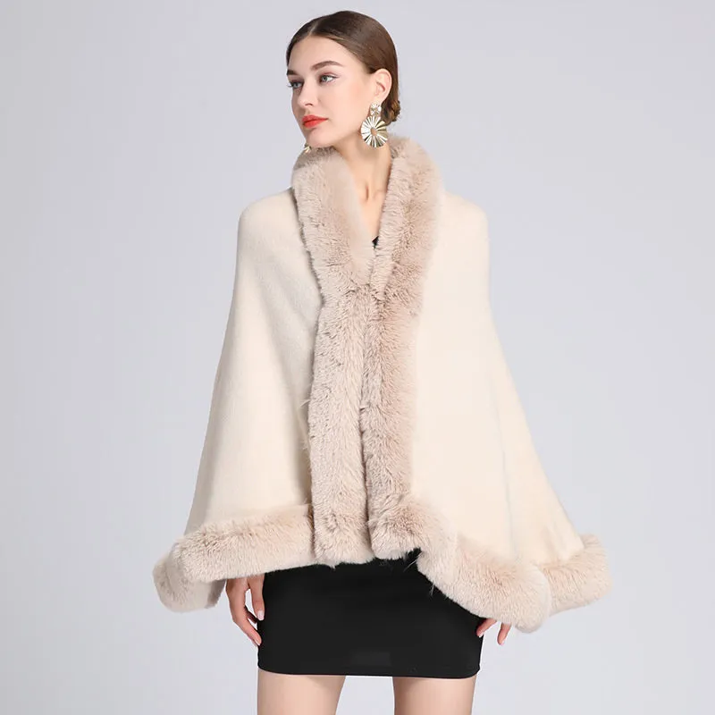 Women's Fluffy Poncho Shawl