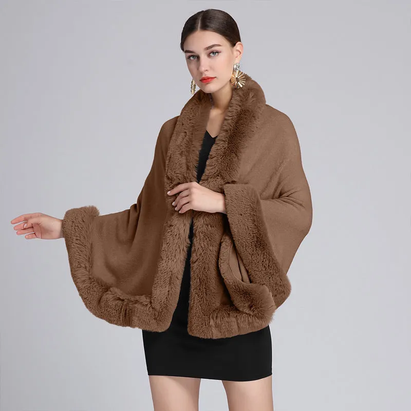 Women's Fluffy Poncho Shawl
