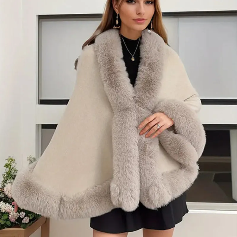 Women's Fluffy Poncho Shawl