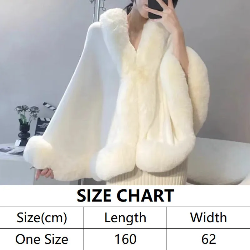 Women's Fluffy Poncho Shawl