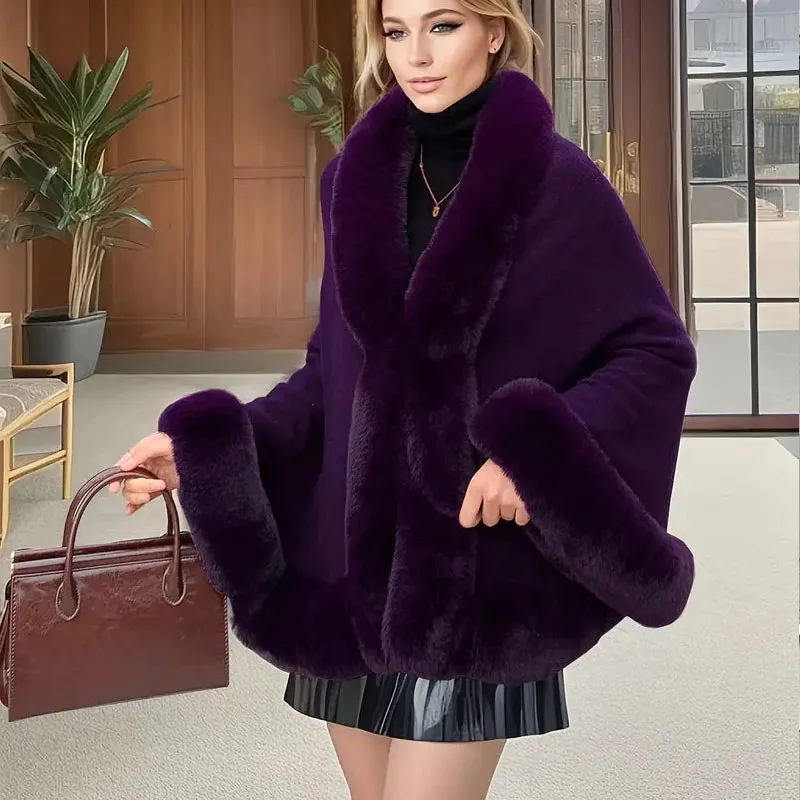 Women's Fluffy Poncho Shawl