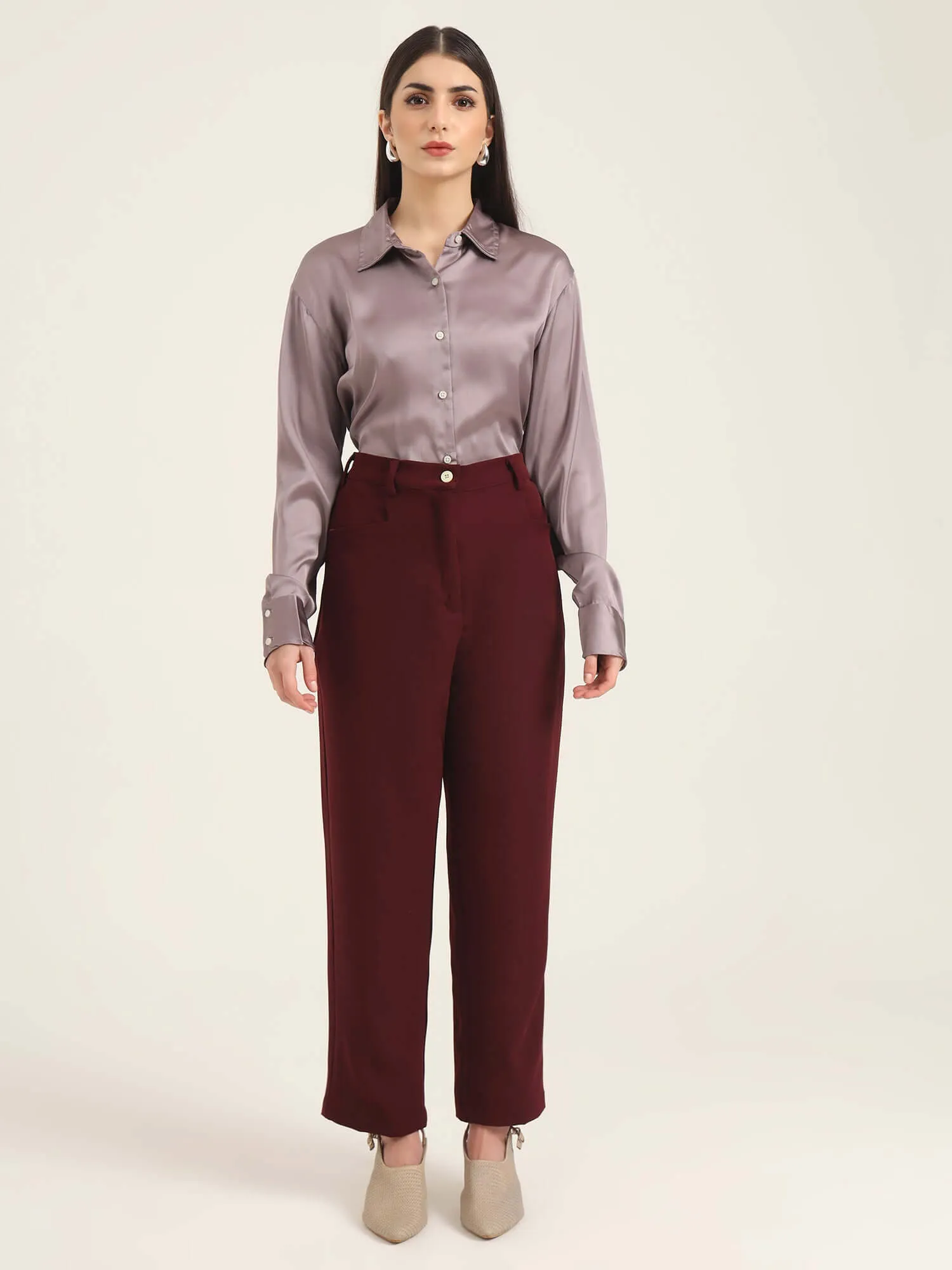 Women'S Luxury Banana Crepe Mahogany C Pant