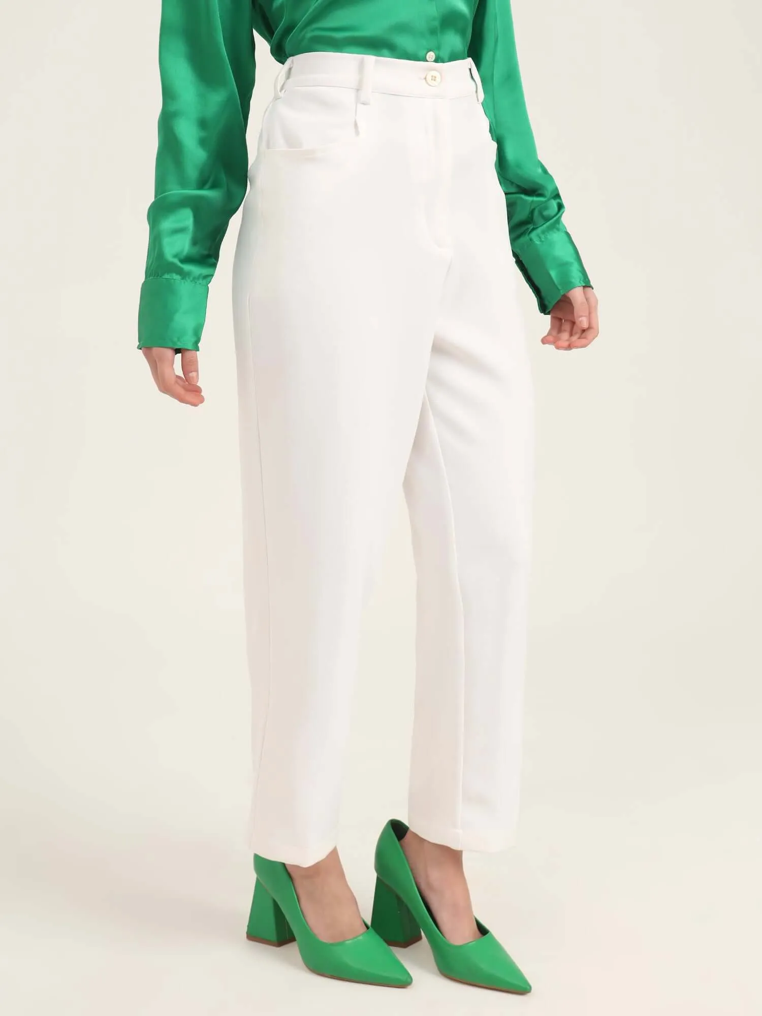 Women'S Luxury Banana Crepe Off White C Pant