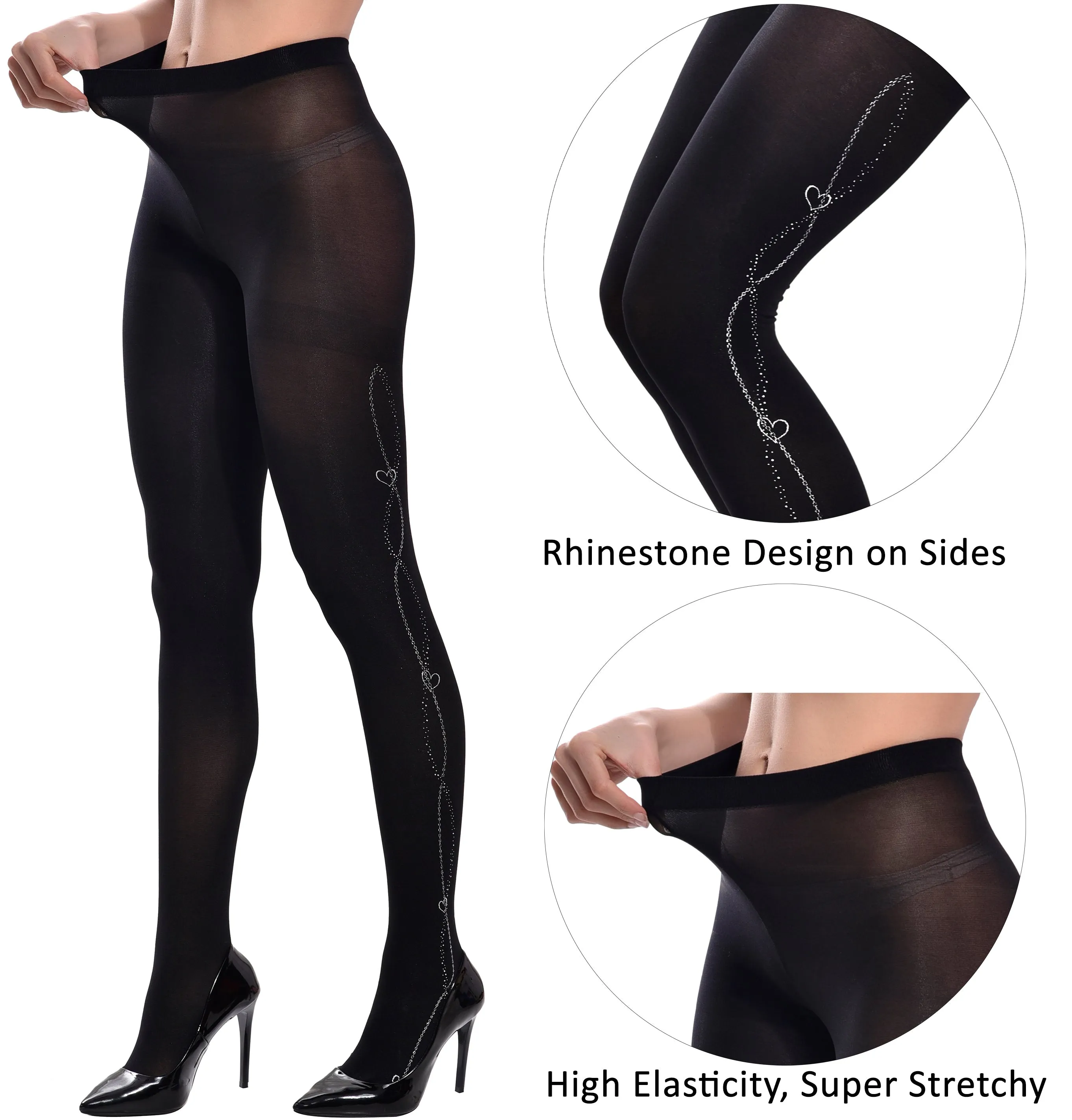 Xs and Os Women's Tights Rhinestone Pantyhose Stockings